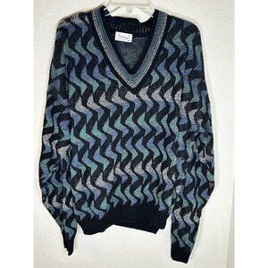 Protege V-Neck Sweater Cosby Grandpa Abstract Stripe Vintage Mens XL Vintage 90s
